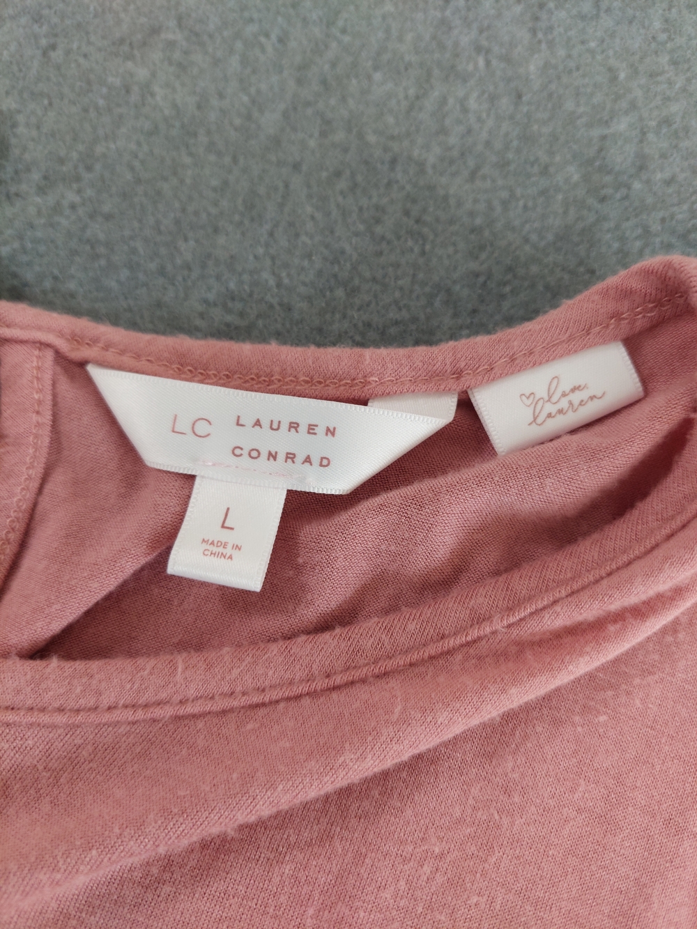 LC Lauren Conrad Rose Pink Bell Sleeve Keyhole Tie Back Top Large - Picture 4 of 7